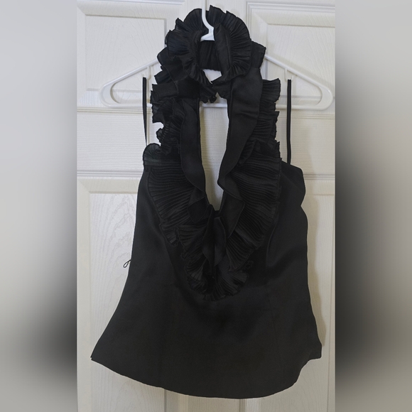 Black Ruffled Halter Top - Picture 1 of 3